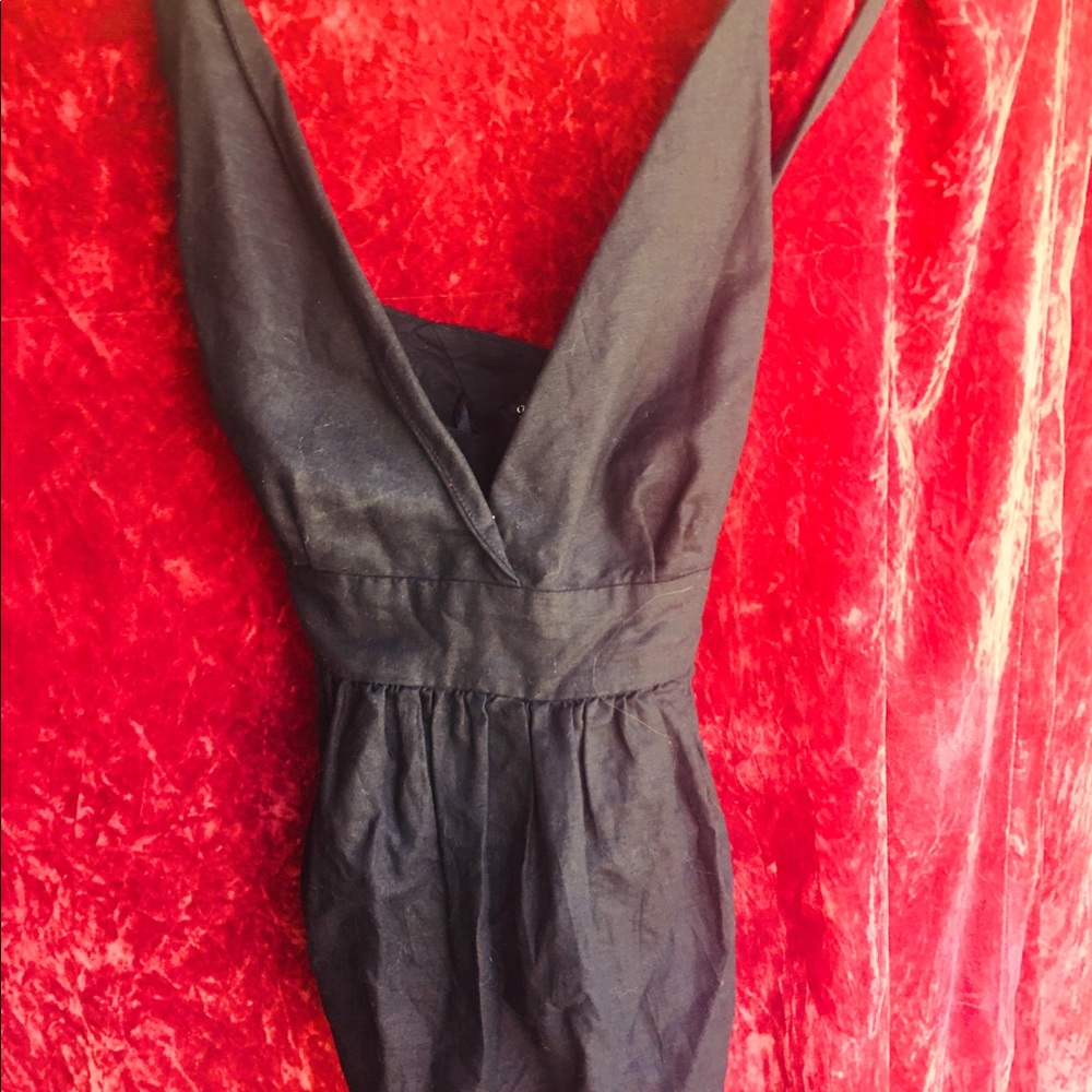 Free People Black Linen Tank Top/Blouse